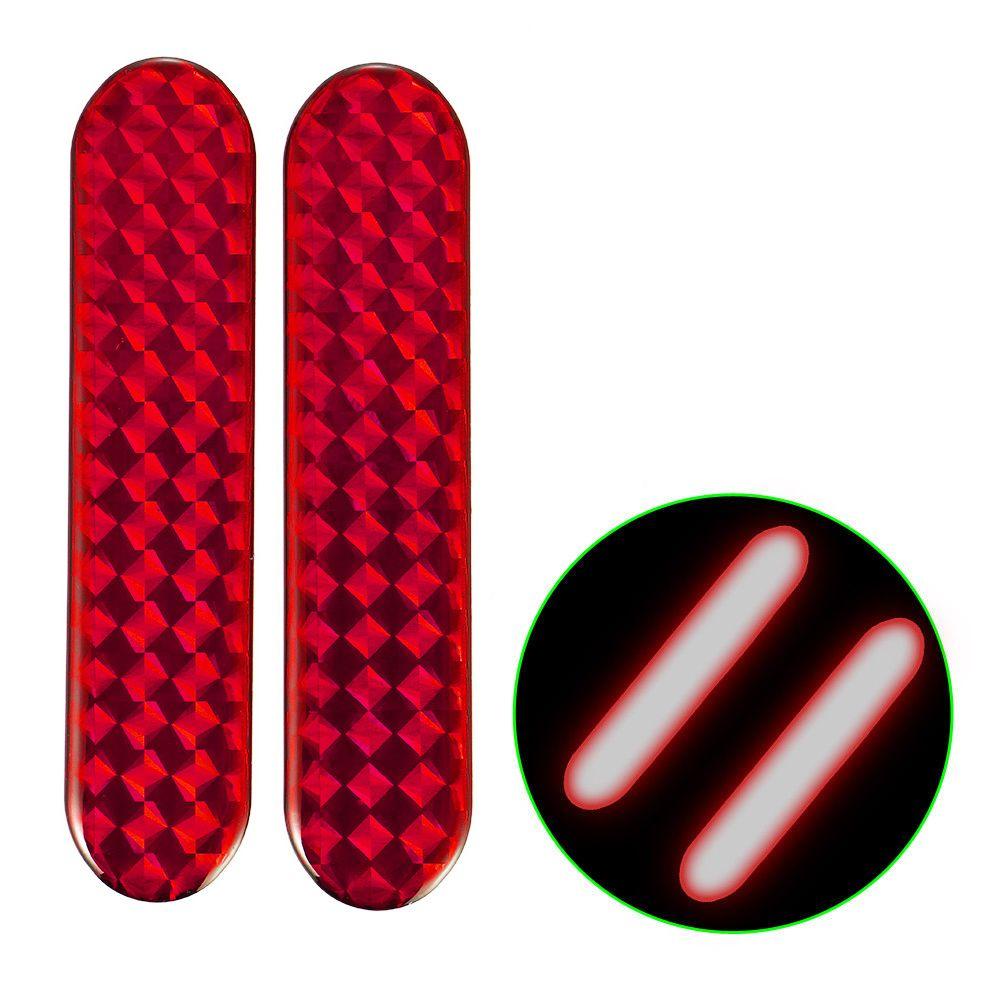 2Pcs Auto Red Night Lamp Door Sticker Warning Tape Car Reflective Strips Safety Mark
