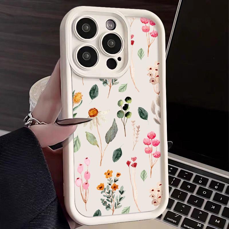 Цветные Растения Мягкий ТПУ Чехол для iPhone 16e 15 16 Pro Max 14 Plus 13 12 11 Pro Max XR X XS 7 8 Ударопрочный Силиконовый Чехол для Телефона