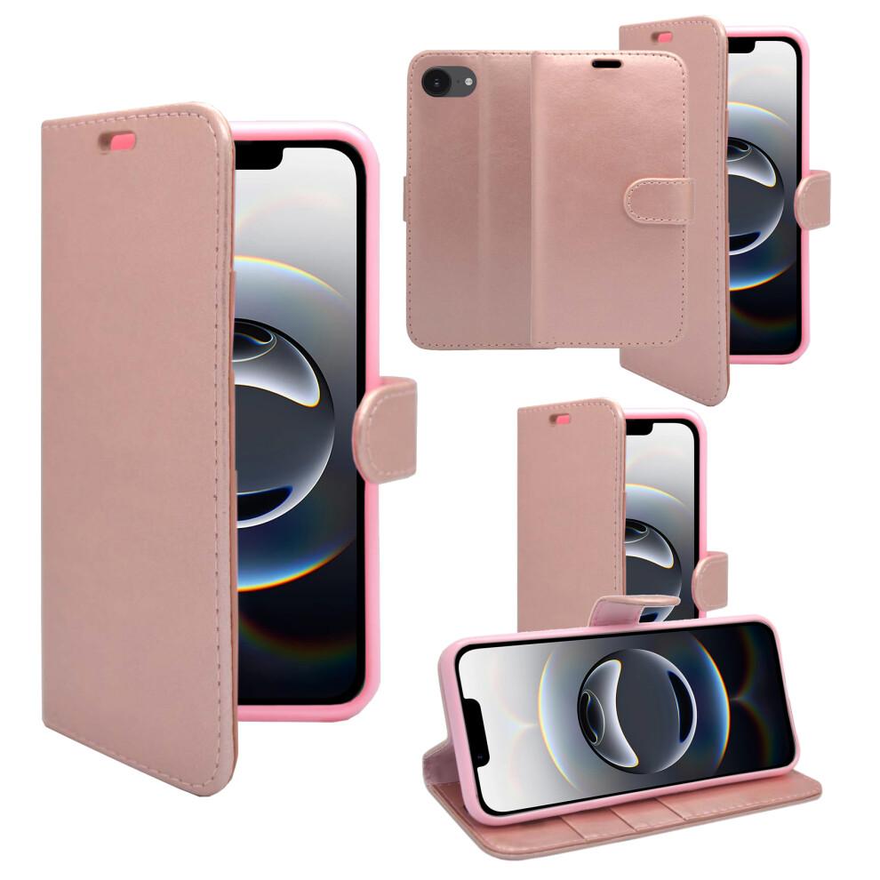 (Rose Gold) For Apple iPhone 17e Wallet Flip PU Leather Phone Case