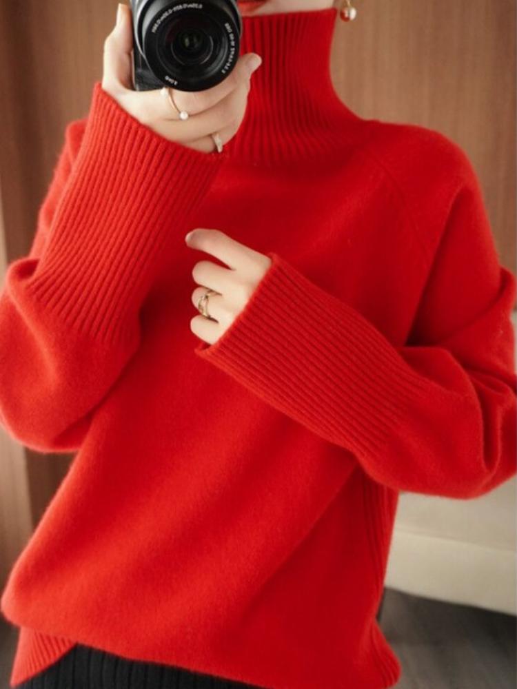 Womens Turtleneck Oversized Sweater Batwing Chunky Pullover Sweater Casual Fall Loose Knit Jumper Top