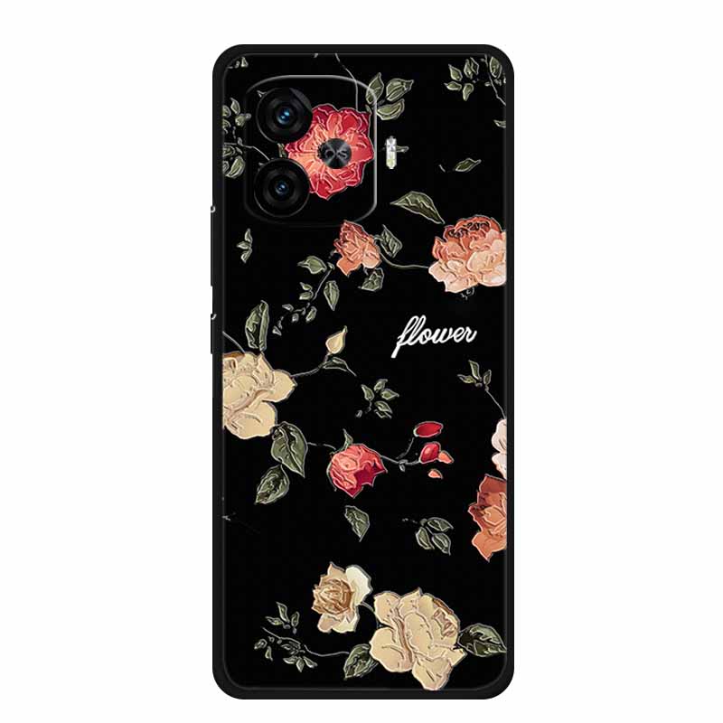 Чехол для Vivo iQOO Neo 10R Сумка 10 R 3D Тиснение Цветы Черный Силикон Мягкая Задняя Крышка Чехол Для Vivo iQOO Neo 10R Чехол Neo10R Capa