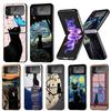 Черный Кот Мультяшный Милый Чехол Для Телефона Для Samsung Galaxy Z Flip7 Flip6 5G Flip5 Flip4 Flip3 ZFlip 7 6 3 4 5 Ударопрочная Задняя Крышка Ga