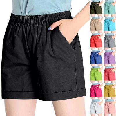 Женские модные летние шорты с карманами и высокой талией, повседневные брюки