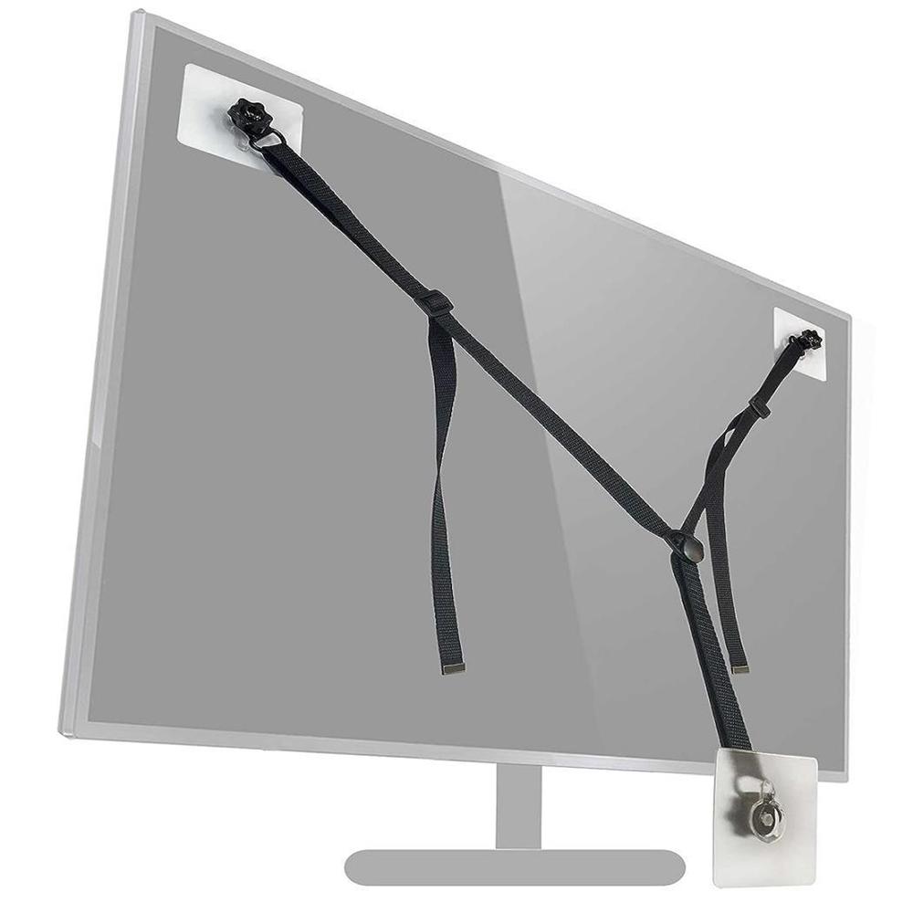 Adjustable Anti-Tip No-Drill Flat Screen TV Safety Straps for Baby Proofing