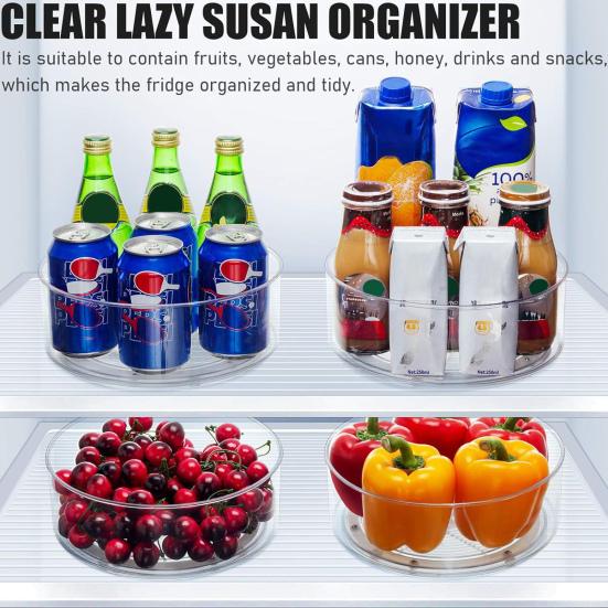 Lazy Susan Organizer Storage Holder Large Capacity Transparent Design 360-Degree Rotatable Countertop Makeup Storage Tray