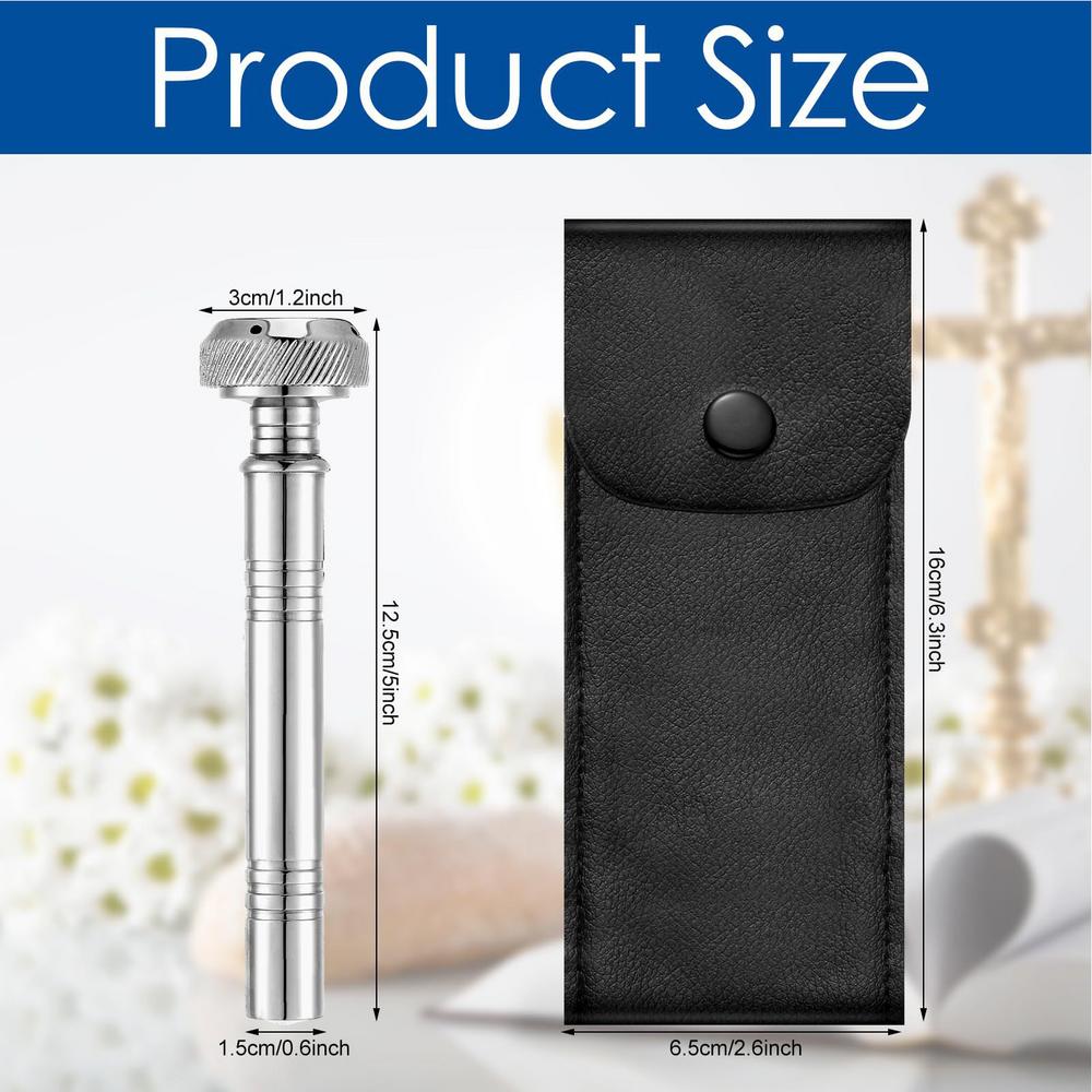 Pocket Holy Water Sprinkler With Leather Case, Religious Pocket Aspergillum Tool Holy Water Container Dispenser Travel Sprinkler