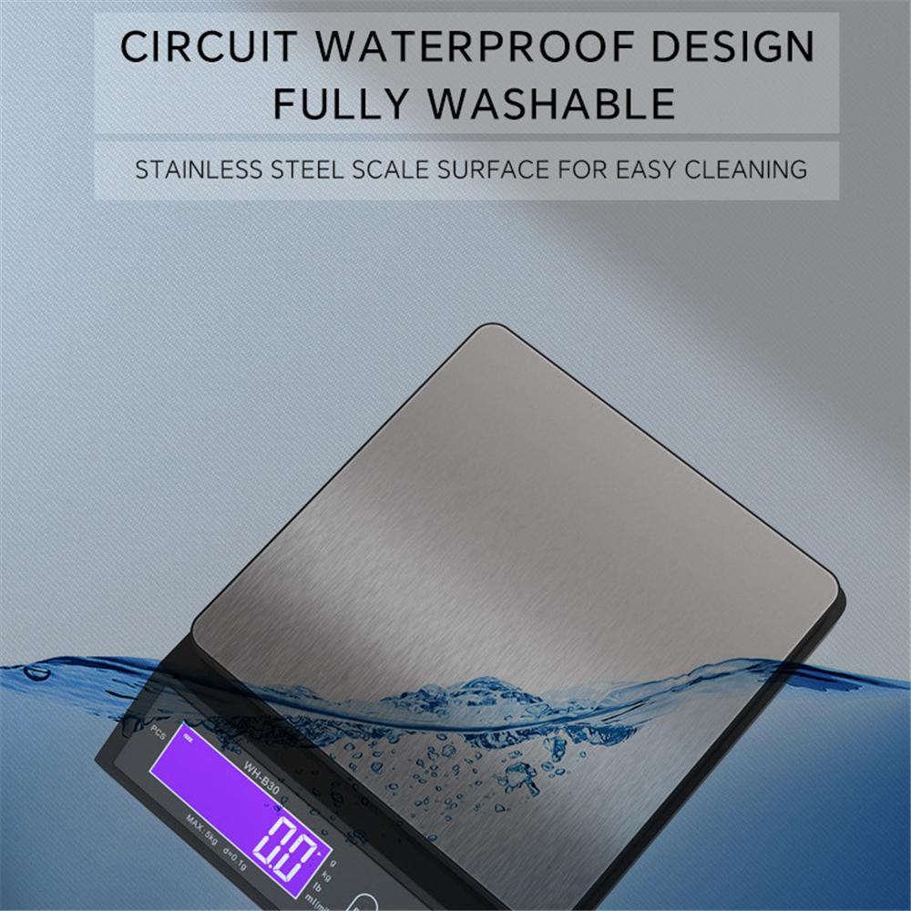 5 кг/0,1 г 10 кг/1 г Цифровые электронные кухонные весы ЖК-дисплей Полностью водонепроницаемый инструмент для измерения веса из нержавеющей стали для выпечки