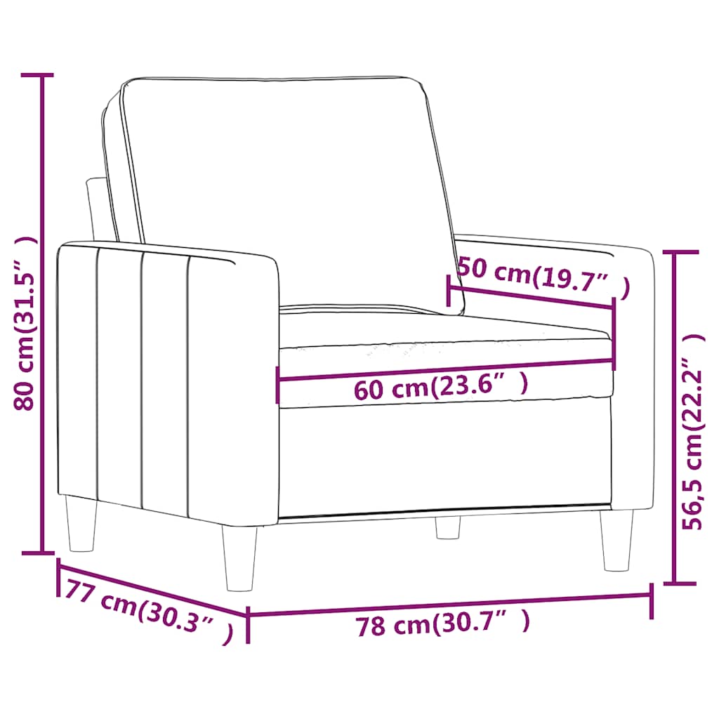 Vidaxl Fotel, Kremowy, 60 Cm, Obity Aksamitem