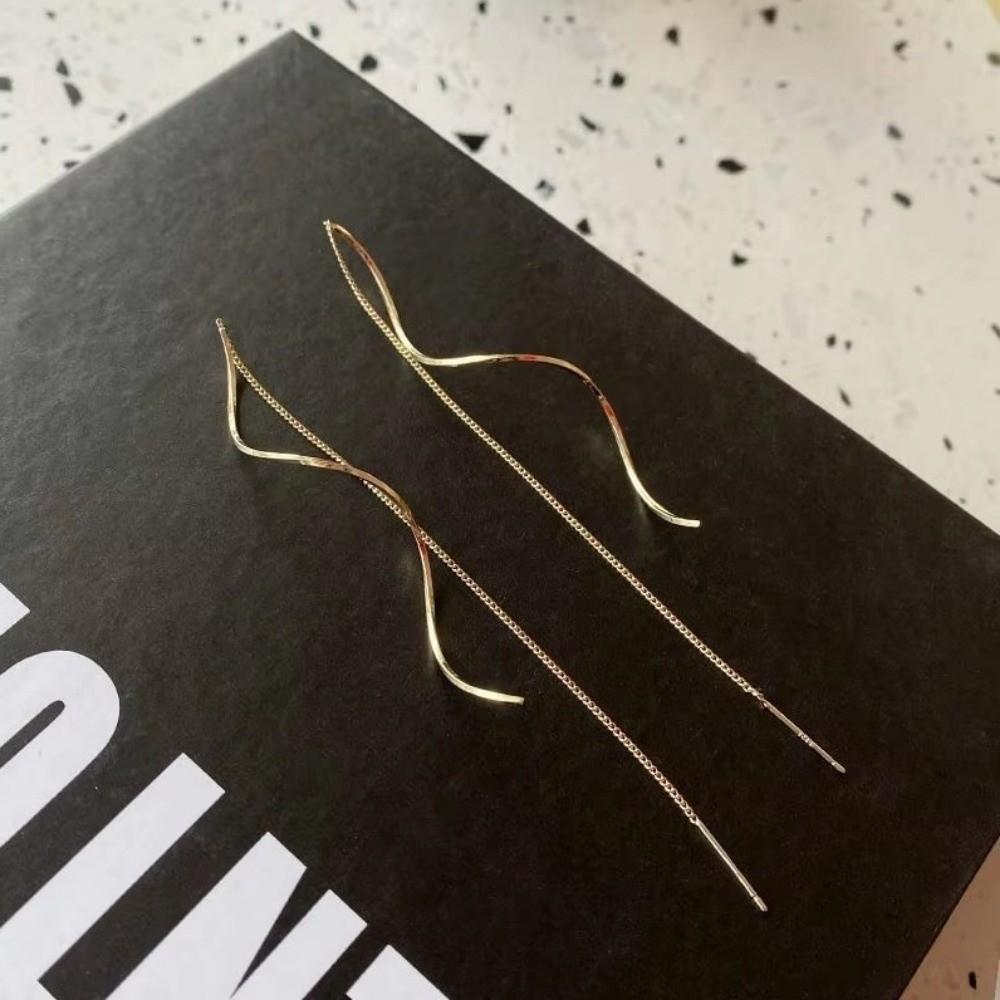 1 Pair Korean Style Long Chain Earrings Threader Type Party Earrings Gifts