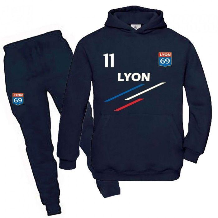 Jogging Lyon Stripes Children's Football Tracksuit - - Blue