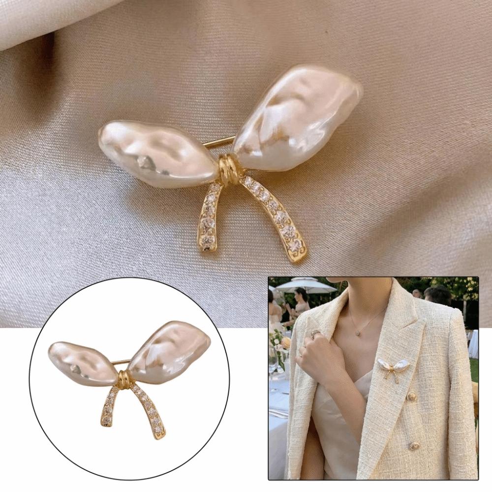 Gold Tone Butterfly Brooch Pearl Like Women Pearl Butterfly Brooch High End Lapel Pin Necklines