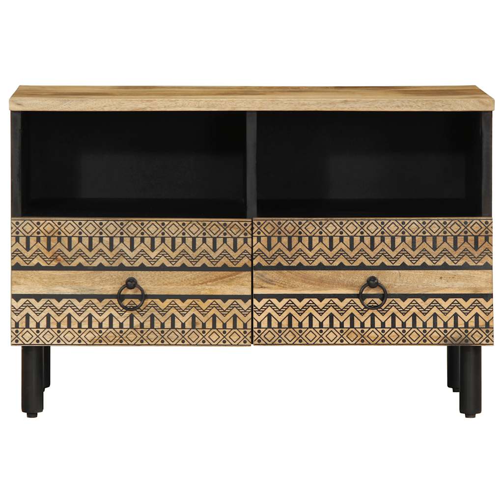 Vidaxl Szafka Pod Tv, Czarne, 70X33,5X46 Cm, Lite Surowe Drewno Mango
