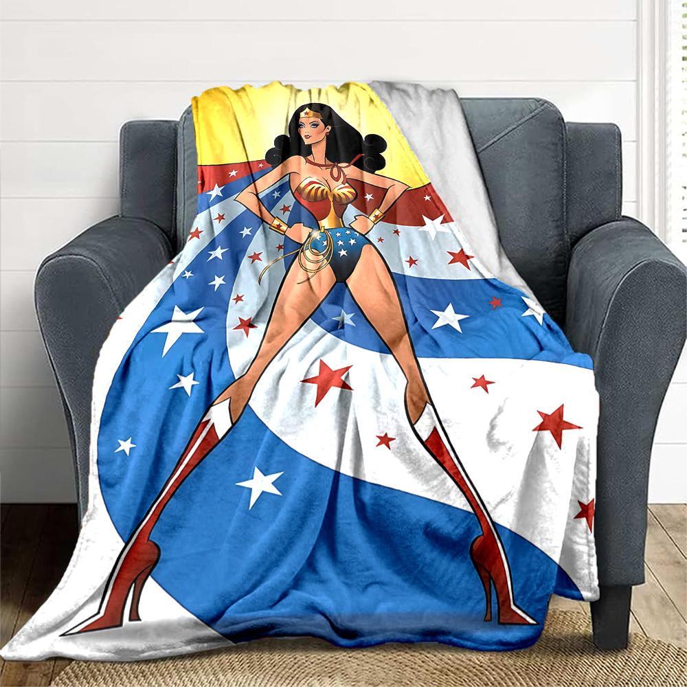 1 шт. Фланелевое одеяло Wonder Woman Мягкое, теплое и уютное для дивана, кровати, офиса и путешествий Универсальное всесезонное Подарок, Рождественский подарок