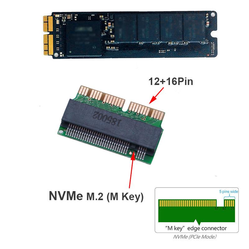 For Macbook SSD Adapter M.2 NVMe PCI-E M2 SSD Converter Card for Apple Macbook Air Pro 2013-2017 A1466 A1502