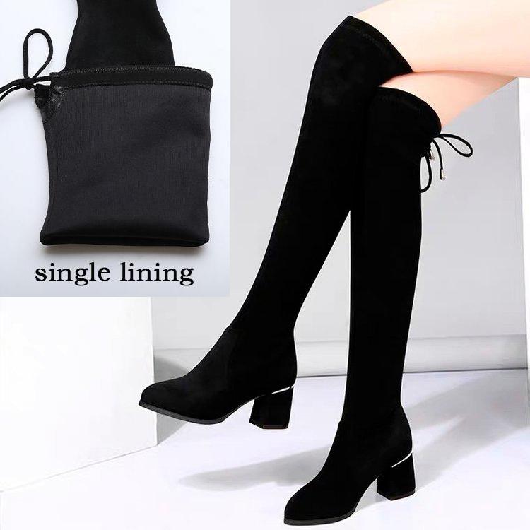 Женские сапоги, замшевые сапоги выше колена, сексуальные сапоги на высоком каблуке, женская обувь, тонкие сапоги до бедра