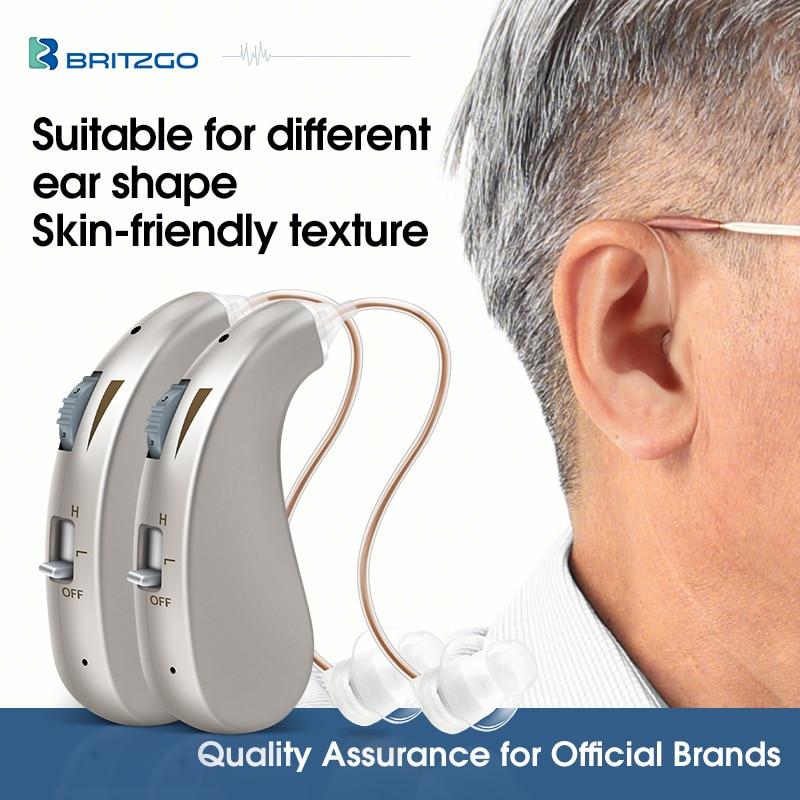 Слуховой аппарат Britzgo, перезаряжаемый мини-усилитель звука для пожилых людей, интеллектуальные 2 шт. слуховые аппараты для слуховых аппаратов