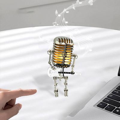 Металлический микрофон робот ночник винтажный держащий гитару рок микрофон робот светодиодный