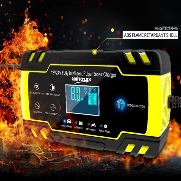 Модернизированное импульсное зарядное устройство 12V8A/24V4A с ЖК-дисплеем. Зарядное устройство для мотоциклетного и автомобильного аккумулятора. AGM GEL WET. Зарядное устройство для свинцово-кислотных аккумуляторов 100–240 В.