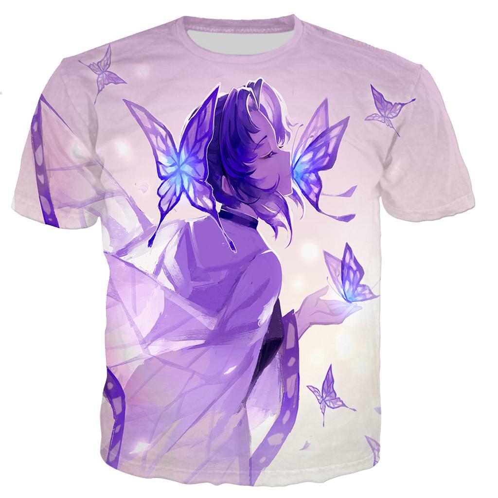 Футболка Toyo для косплея Demon Slayer Kochou Shinobu, мужские и женские футболки с 3D принтом, повседневная футболка в стиле Харадзюку, уличная одежда, топы