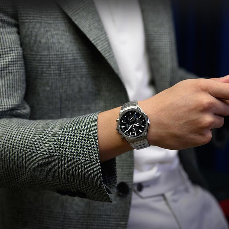 Casio Edifice Bluetooth Солнечные Классические Трехглазые Шестистрелочные Кварцевые Часы Мужские Часы Черные EQB-1100YD-1APR