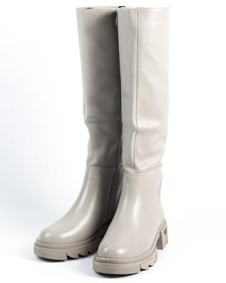 Сапоги 37566 36 Светло-серые кожа