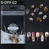 Nail Art Accessories, Halloween Skeleton Spider Skeleton Hand Metal Alloy Nail Accessories Bag