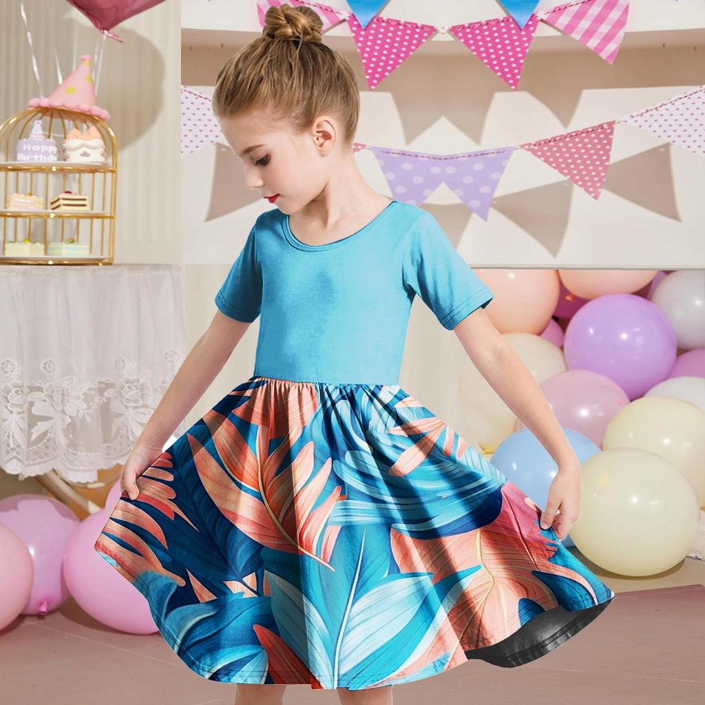 Летнее платье для девочек, платье для малышей, однотонное повседневное платье-футболка с коротким рукавом А-силуэта