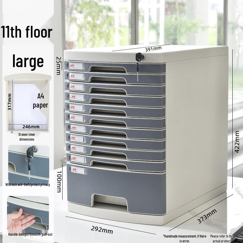 Lockable Multi-Layer A4 File Cabinet Drawer - Plastic Office Storage Box