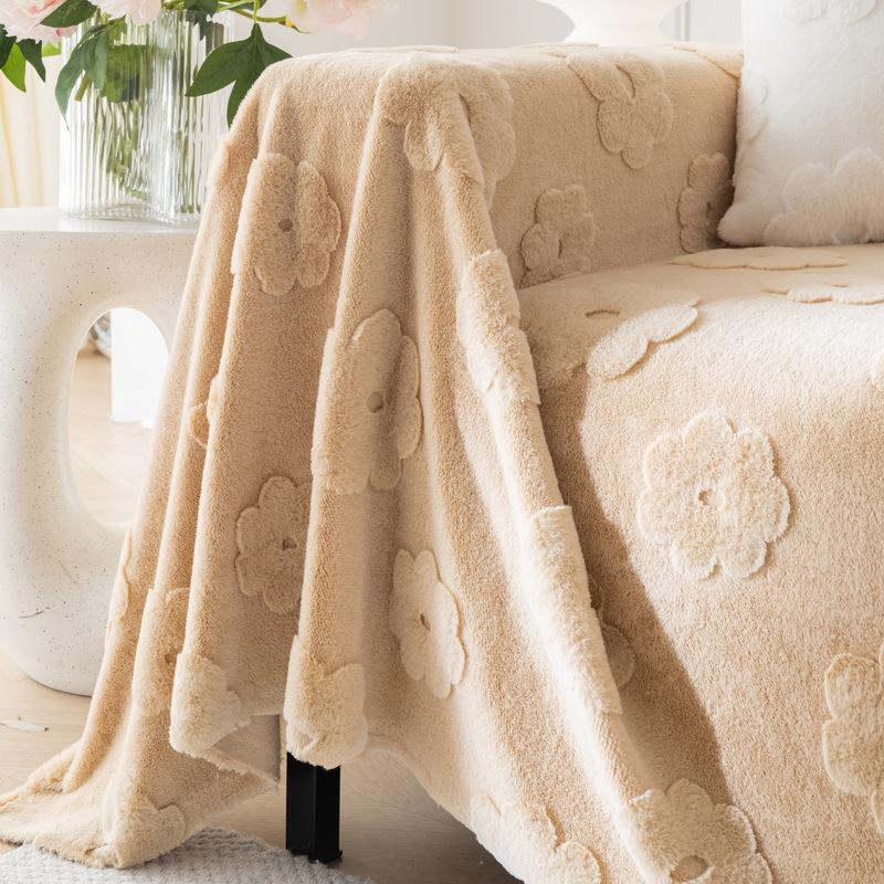 Ткань для чехла на диван с цветочным рисунком, высококачественная французская кремовая подушка в сером стиле, не царапающая подушку, плюшевое универсальное полотенце для дивана