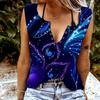 Женские майки, сексуальные летние топы без рукавов с v-образным вырезом, жилет с 3D принтом листьев, крутые легкие топы