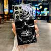 Металлическая Чехол-накладка с рисунком Черепа Metal Gear, посеребренный, для Samsung Galaxy S26 S25 S24 S23 S22 S21 S20 Ultra Plus FE S26 5G, Стеклянная крышка