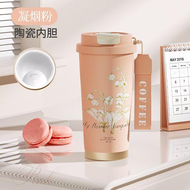 Stainless Steel Vacuum Insulated Coffee Travel Mug With Straw Lid 500ml Double Wall Leak Proof Office Outdoor