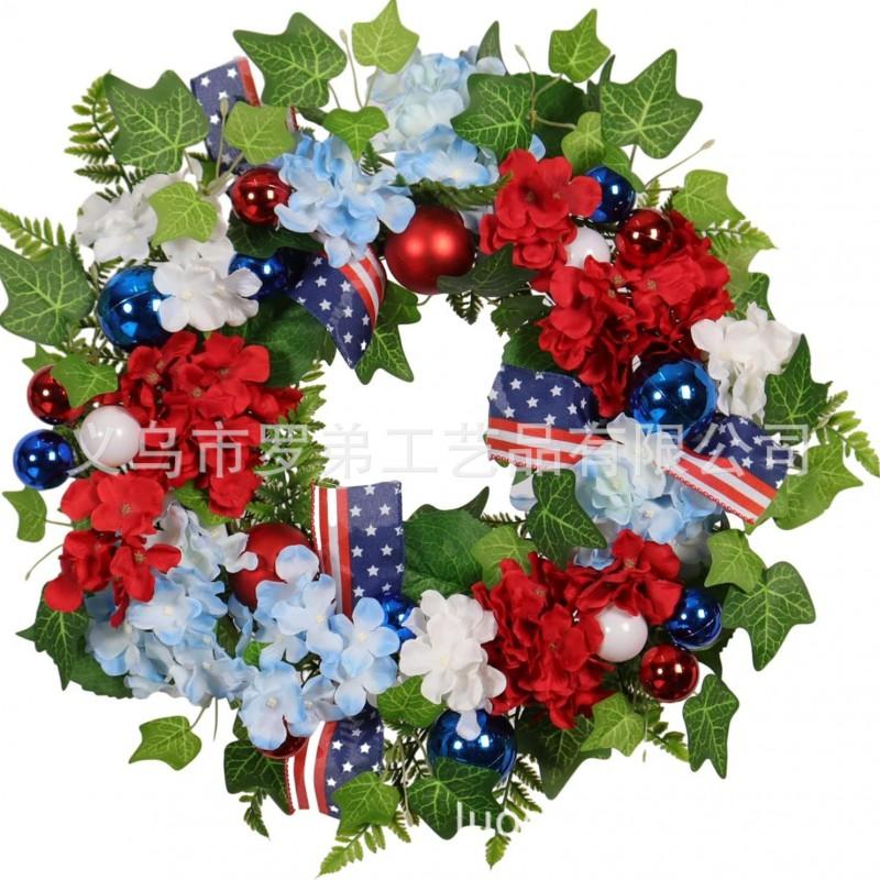 4th Of July Wreath Door Hanging Decoration With USA Flag Patriotic Party Home Outdoor Festive Display