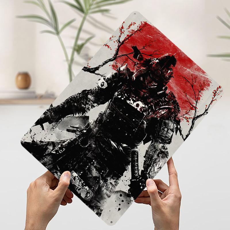 Samurai V Printed Poster Customized Wall Art Retro Vintage Metal Tin Signs for Home Desk Decor Living Room Decoration Gaming