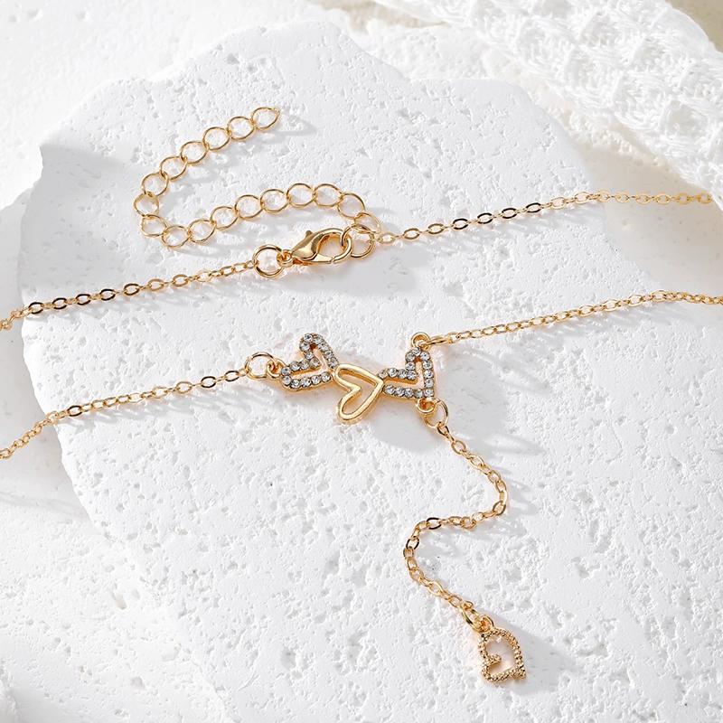 Minimalist Zircon Heart-Shaped Pendant Necklace for Women Thin Chain Hollow Love Personalized Fashionable Women's Necklace