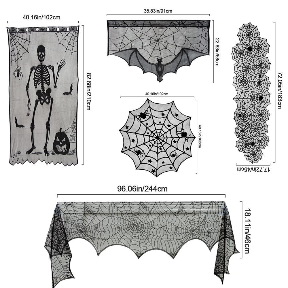 Fireplace Mantel Cobweb Tablecloth Lace Fireplace Mantle Cover New Bat Table Runner Table