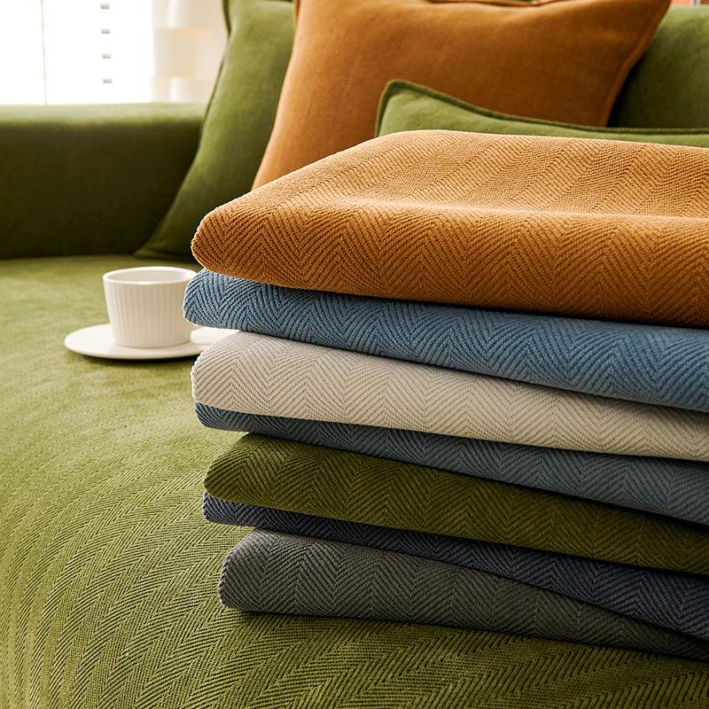 Sofa Cushion Four Seasons Universal Non-Slip Herringbone Chenille Cushion Summer Green Sofa Cover