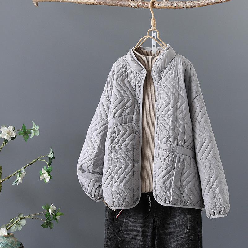 Schinteon Женская ультралегкая куртка из белого утиного пуха со стойкой воротником, осенне-зимнее теплое пальто в винтажном свободном стиле оверсайз