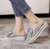 Модные женские туфли, блестящие мокасины со стразами, бант, слипоны, толстые кнопки, повседневные женские кроссовки на платформе со стразами, спортивные