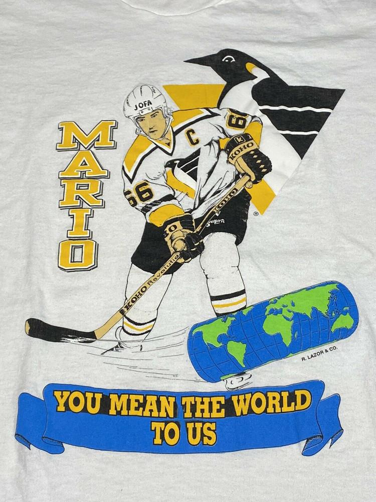 Винтажная футболка с графическим принтом NHL Марио Лемье, пухлая, 1990-е, унисекс