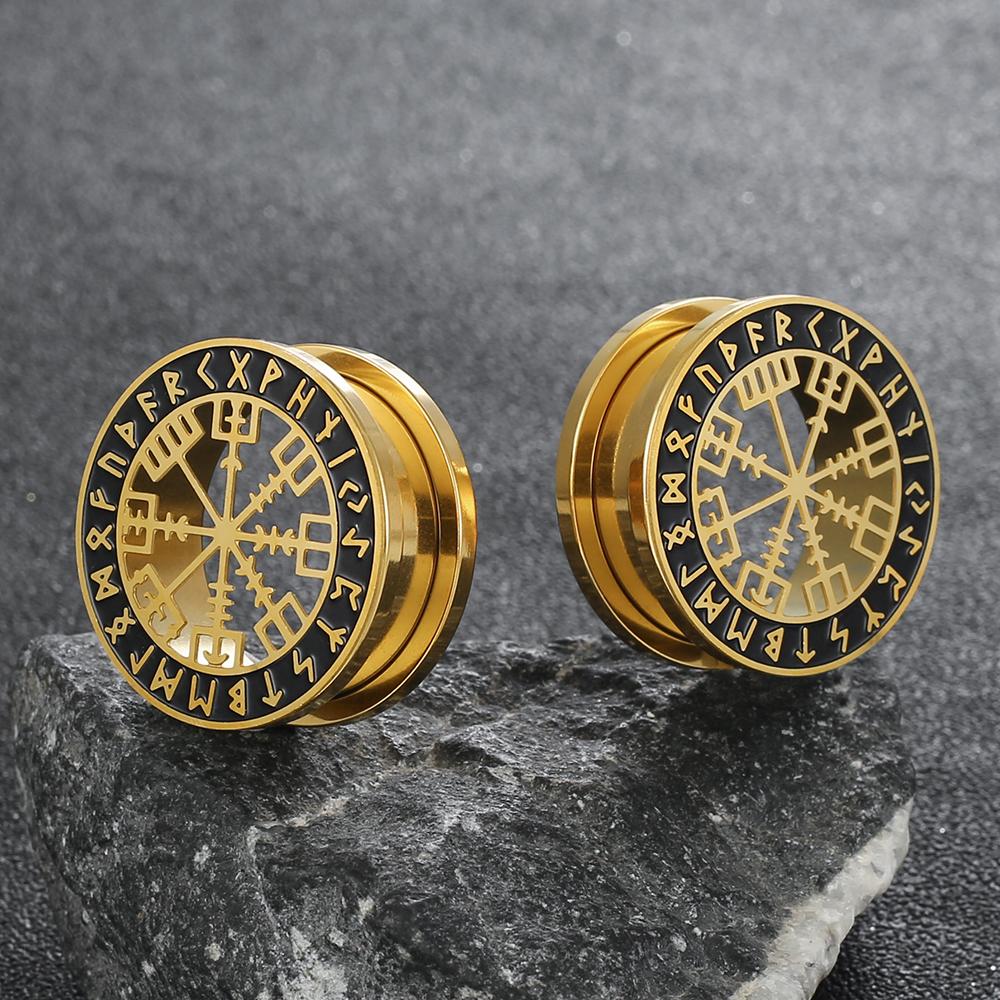 Twolobes 2 шт. Нержавеющая сталь Мифология викингов Руны Ушные расширители Тоннели Расширитель Пирсинг Мужчины Женщины Украшения для тела Заглушки Растяжка