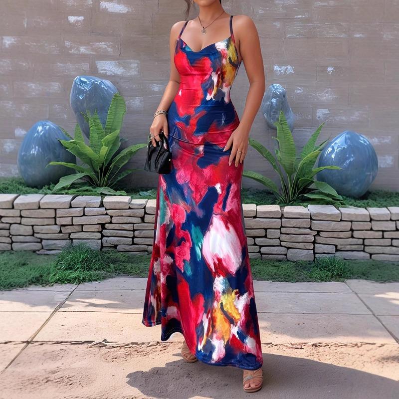 Весенне-летнее женское горячее платье для девушек с открытой спиной и сексуальным принтом на бретелях через шею