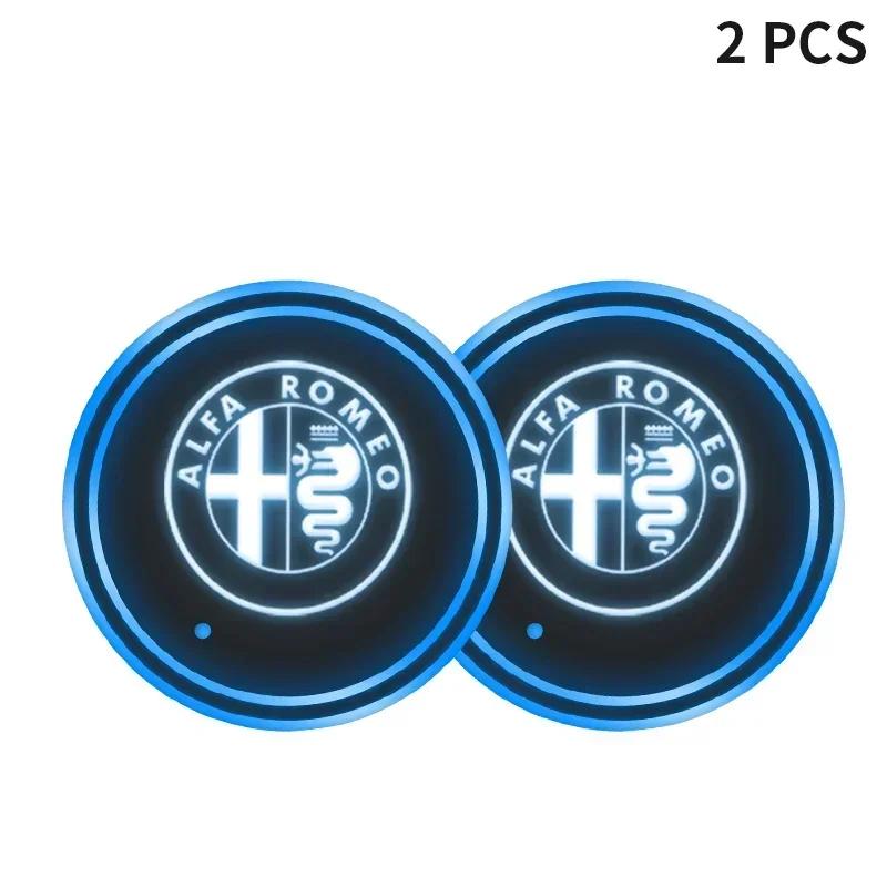 Car Stickers For Alfa Romeo 1/2pcs Car Luminous Water Cup Pad LED Atmosphere Light For Alfa Romeo giulia stelvio giulietta 159 1