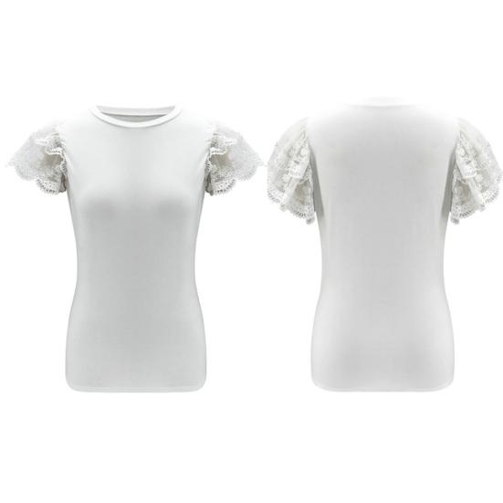 Женская сексуальная однотонная тонкая блузка с круглым вырезом и короткими рукавами