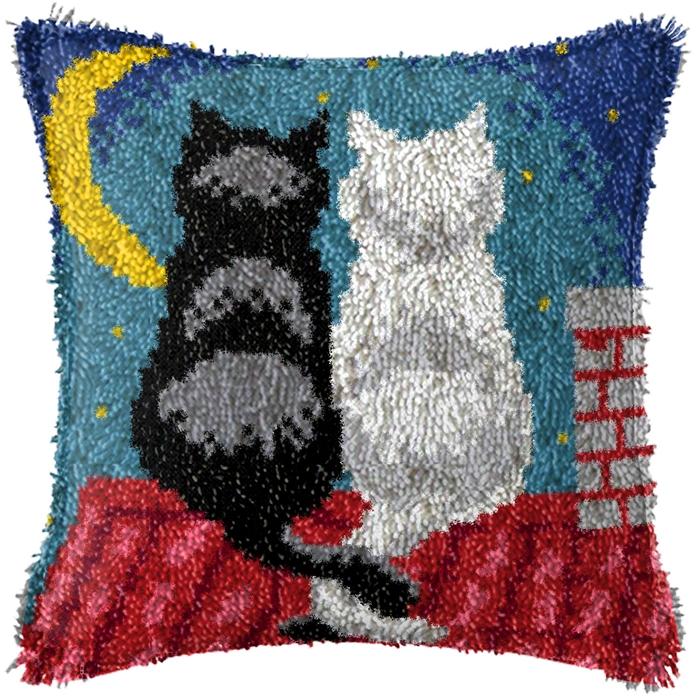 Cute Animal Latch Hook Rug Kits Pillows Smyrna Package Carpet Cat Embroidery Latch Hook Kit Diy Cross Stitch Pillow Knooppakket
