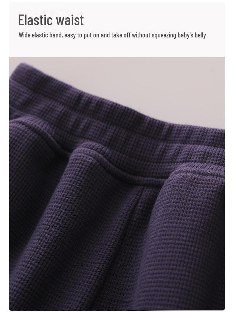 Детские брюки из вафельного хлопка - Верхняя одежда для девочек весна/осень: Повседневные спортивные брюки 2025 года