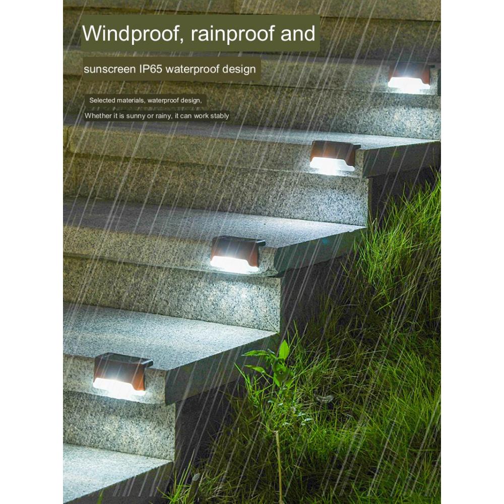Солнечные фонари Ступеньки Освещение для забора Перила Освещение Лестничные фонари Уличные светодиодные ступенчатые светильники Украшение сада Настенные светильники