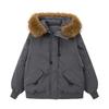 Women's Clothing Explosion American Retro Pie Overcomes Fur Collar Jacket Hooded Thickened Winter Down Cotton Jacket