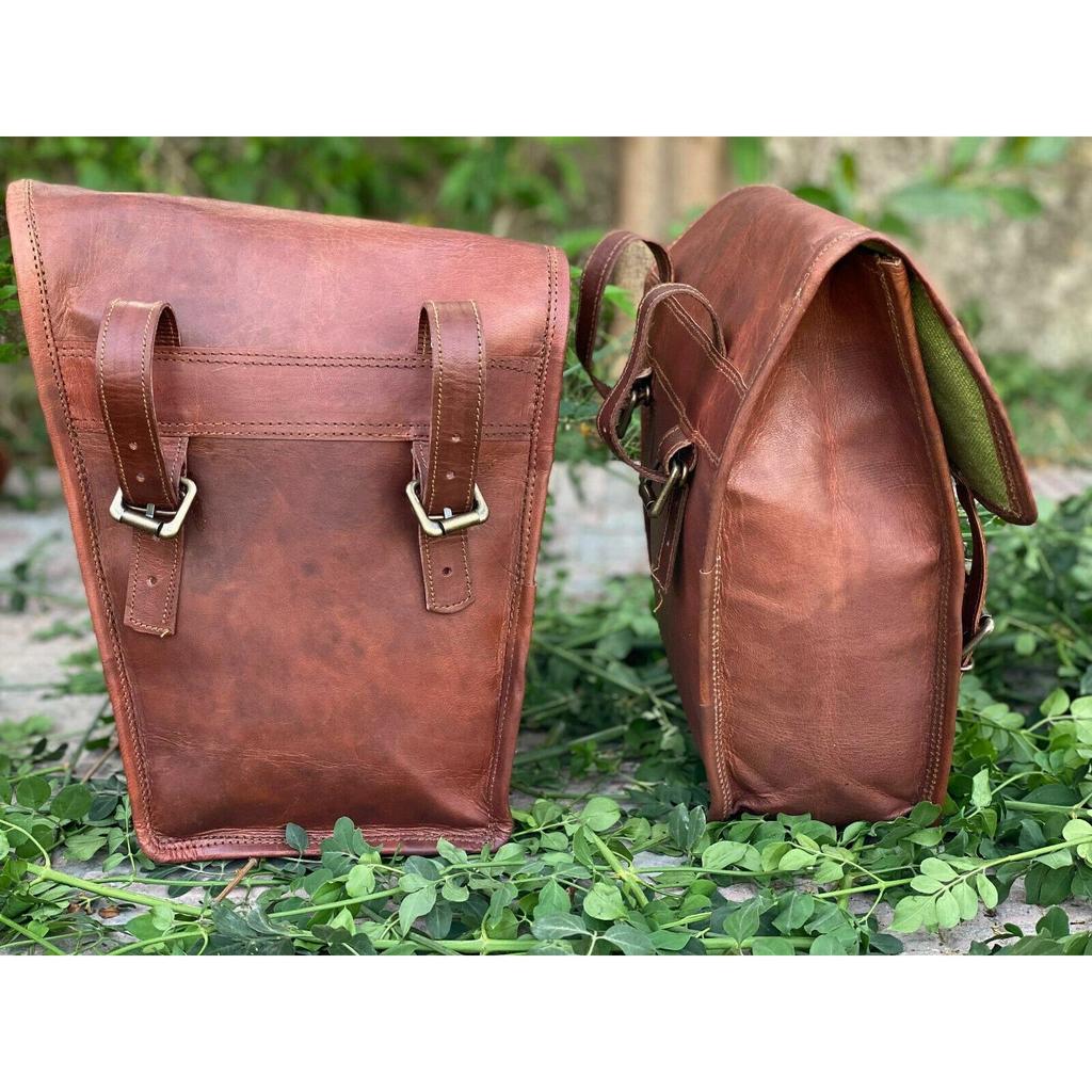 Motorcycle 3 Saddle Side Bags Sassy Bar Handlebar Luggage Tool Goat Leather