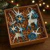 Yousheng 1/2/5Pcs Handmade Christmas Ornament Blue Golden Reindeer Snowflake Charm Christmas Tree Pendant Holiday Decoration